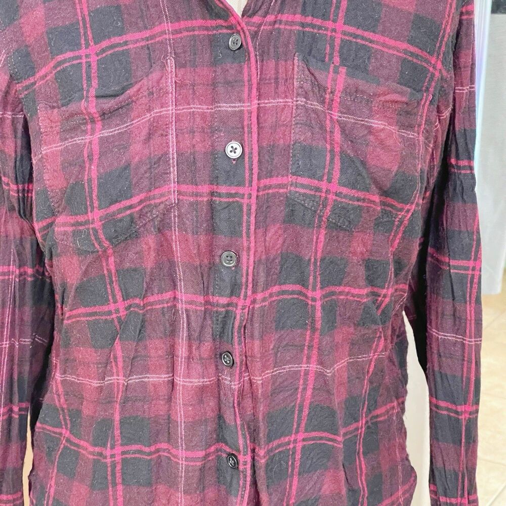 L.o.g.g. H&M Womens Button down Shirt Sz 8 Plaid Preppy Grunge Y2k 2000's Hiking - Picture 7 of 16